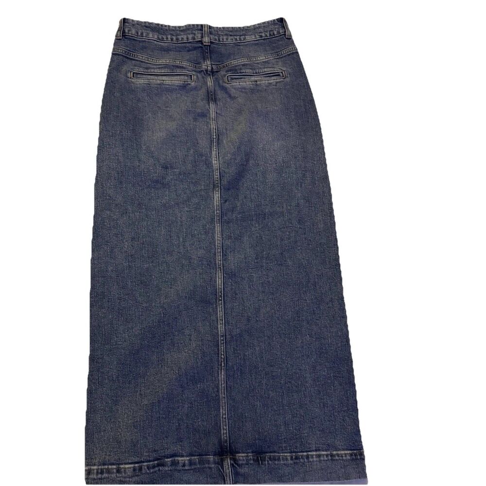 Anthropologie Pilcro Size 6 Dark Wash Denim Midi Pencil Stretch Skirt Split Hem